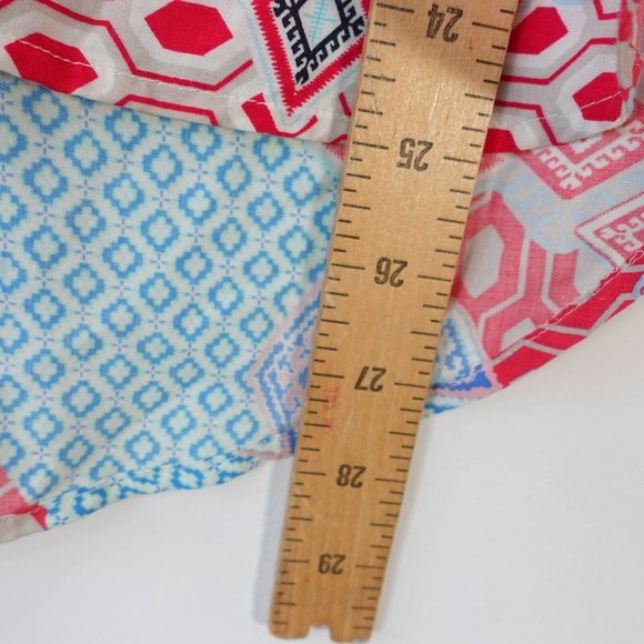 Talbots Top Womens 1X Red Western Shirt Aztec Boho Allover Patchwork Petites - Picture 5 of 12